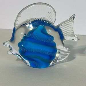 Dynasty Gallery Blue Glass Decorative Paper Weight Fish